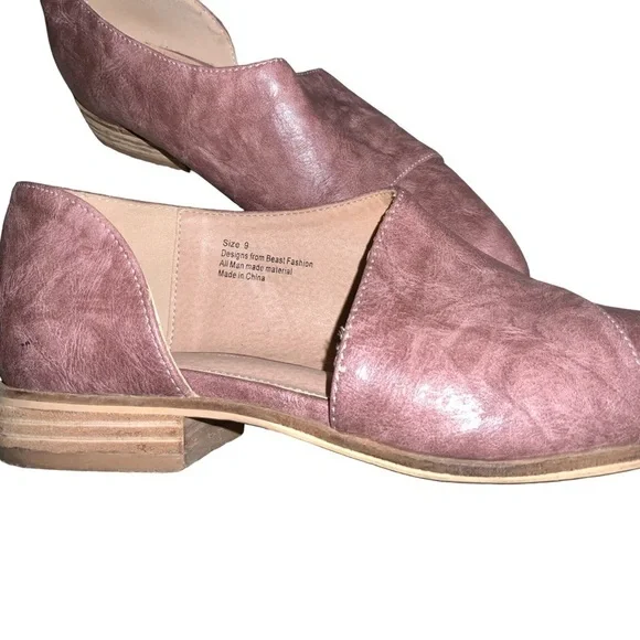 Beast Fashion Carter Buckle Blush Mauve Slip On Cutout Flat Loafer Bootie Vegan - Picture 6 of 10